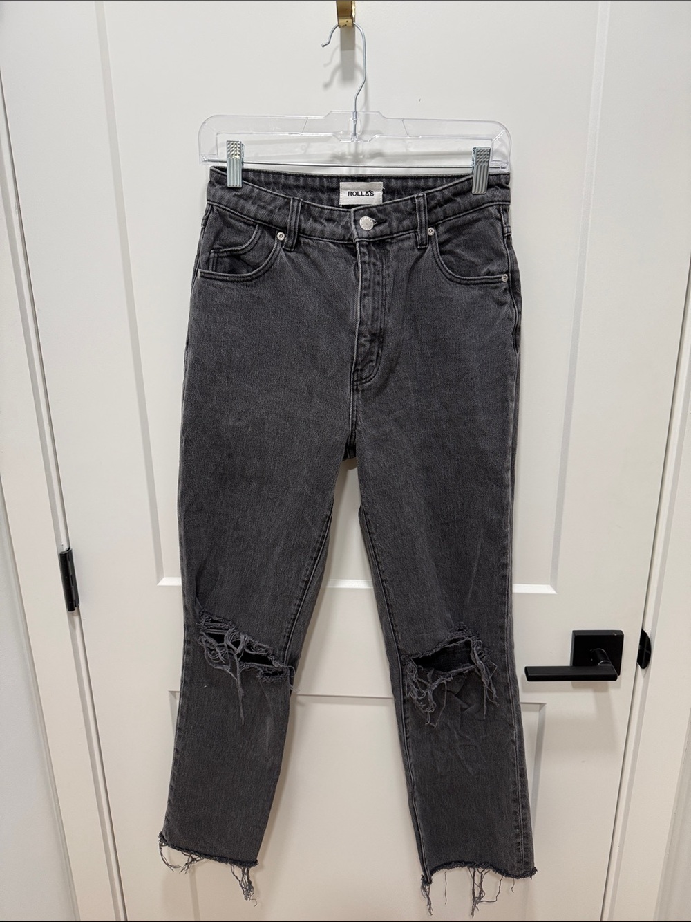 Rolla’s Black Distressed High-Waist Jeans